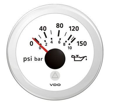 White Engine Oil Pressure gauges 150PSI